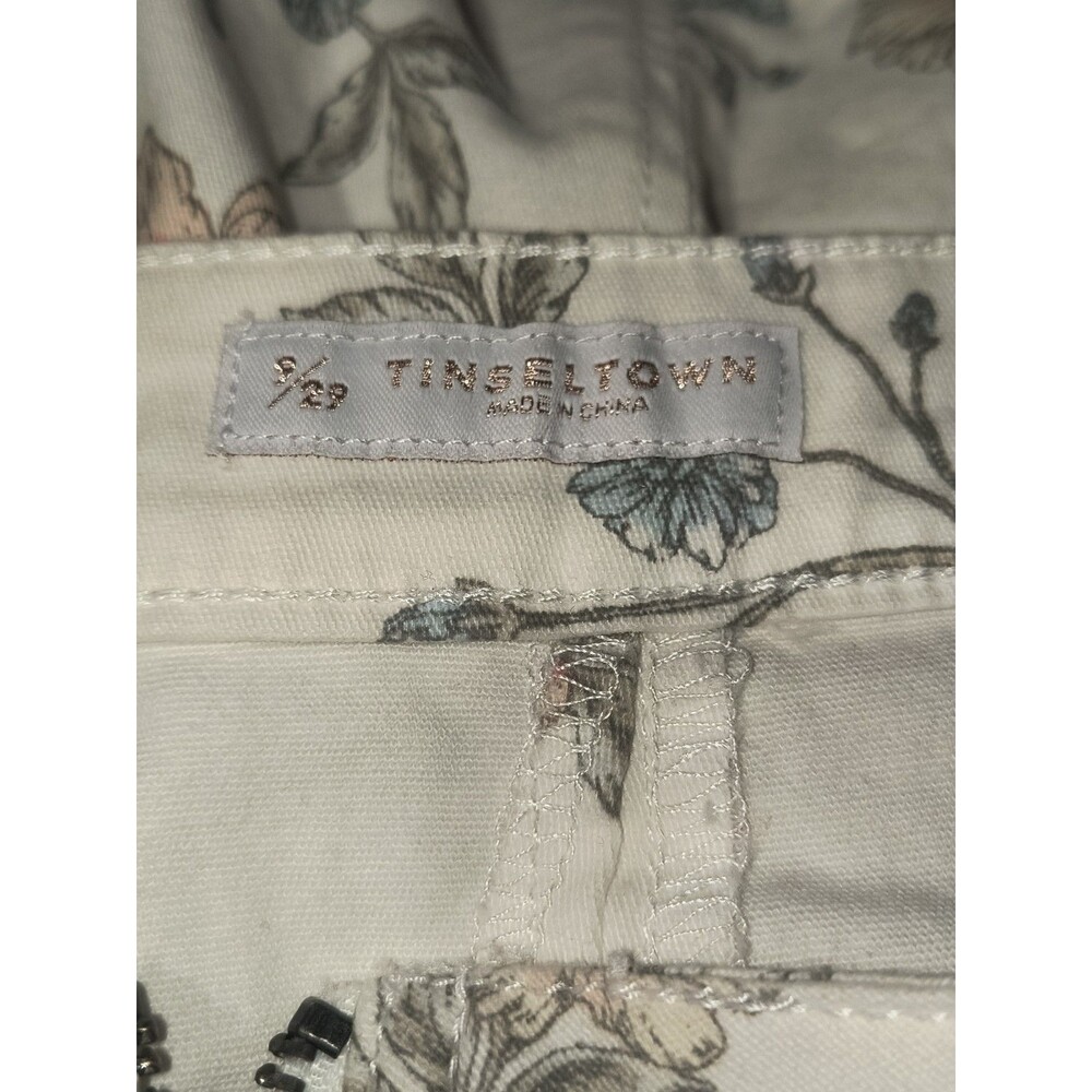 Tinseltown Floral Mini Skirt Women's Size 9/29 Cream Pink O-Ring Full Zip Front - Picture 3 of 3